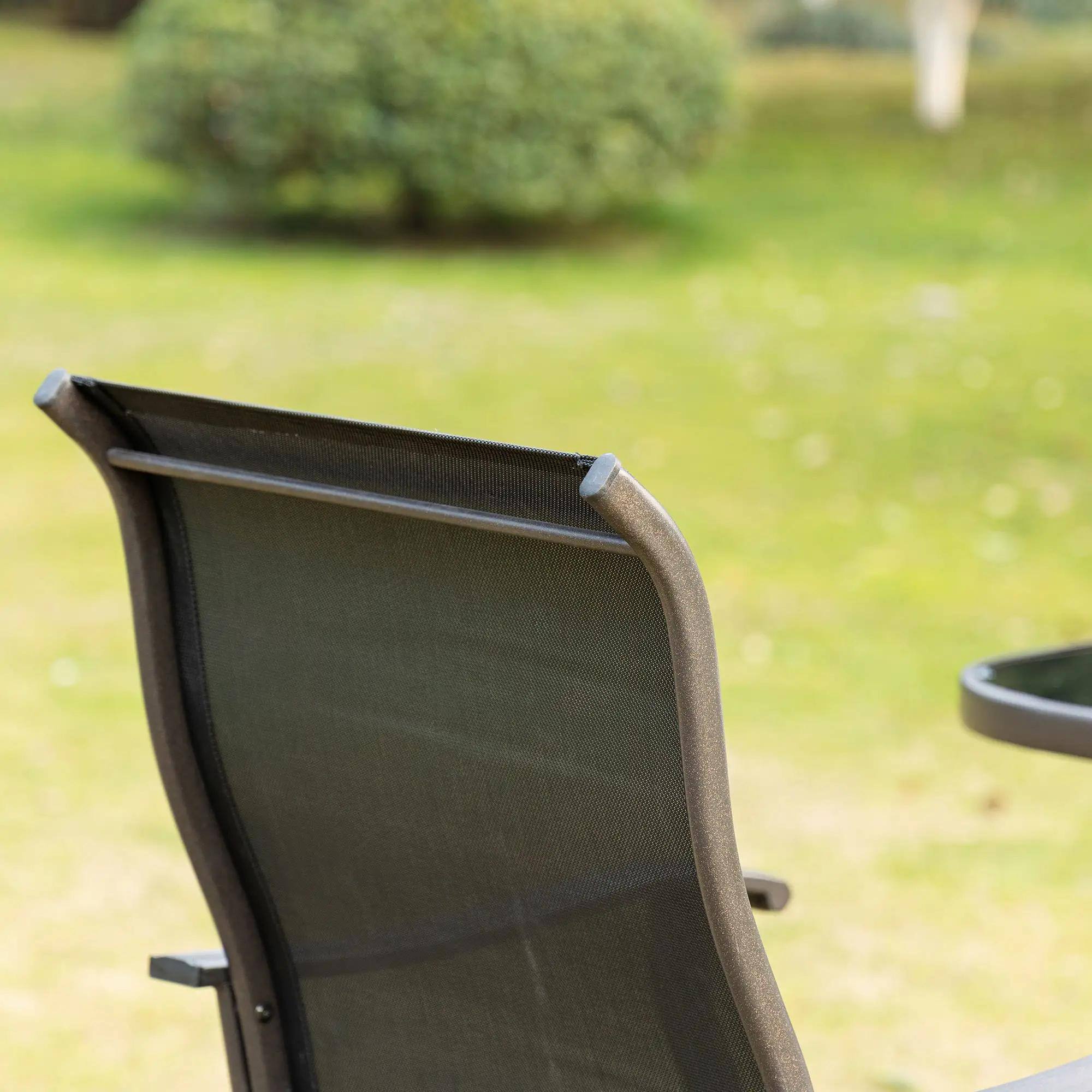 Alt View 1. Resenkos - Resenkos 2 Outdoor Swivel Bar Stools Set, Armrests, Bar Height Patio Chairs, Steel, Sling Fabric, Black - Black.