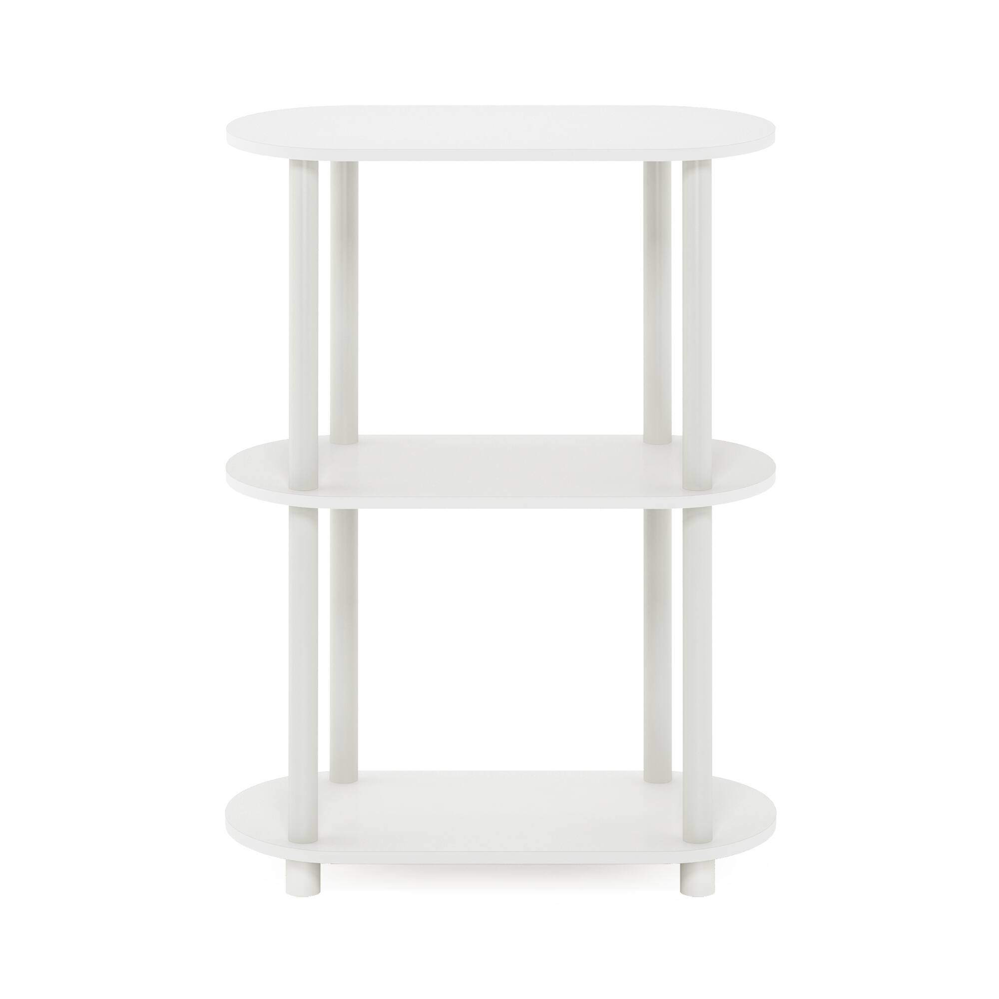Alt View 2. Furinno - Turn-N-Tube No Tools 3-Tier Modern Oval Side Display Rack, White/Virgin White - White/Virgin White.