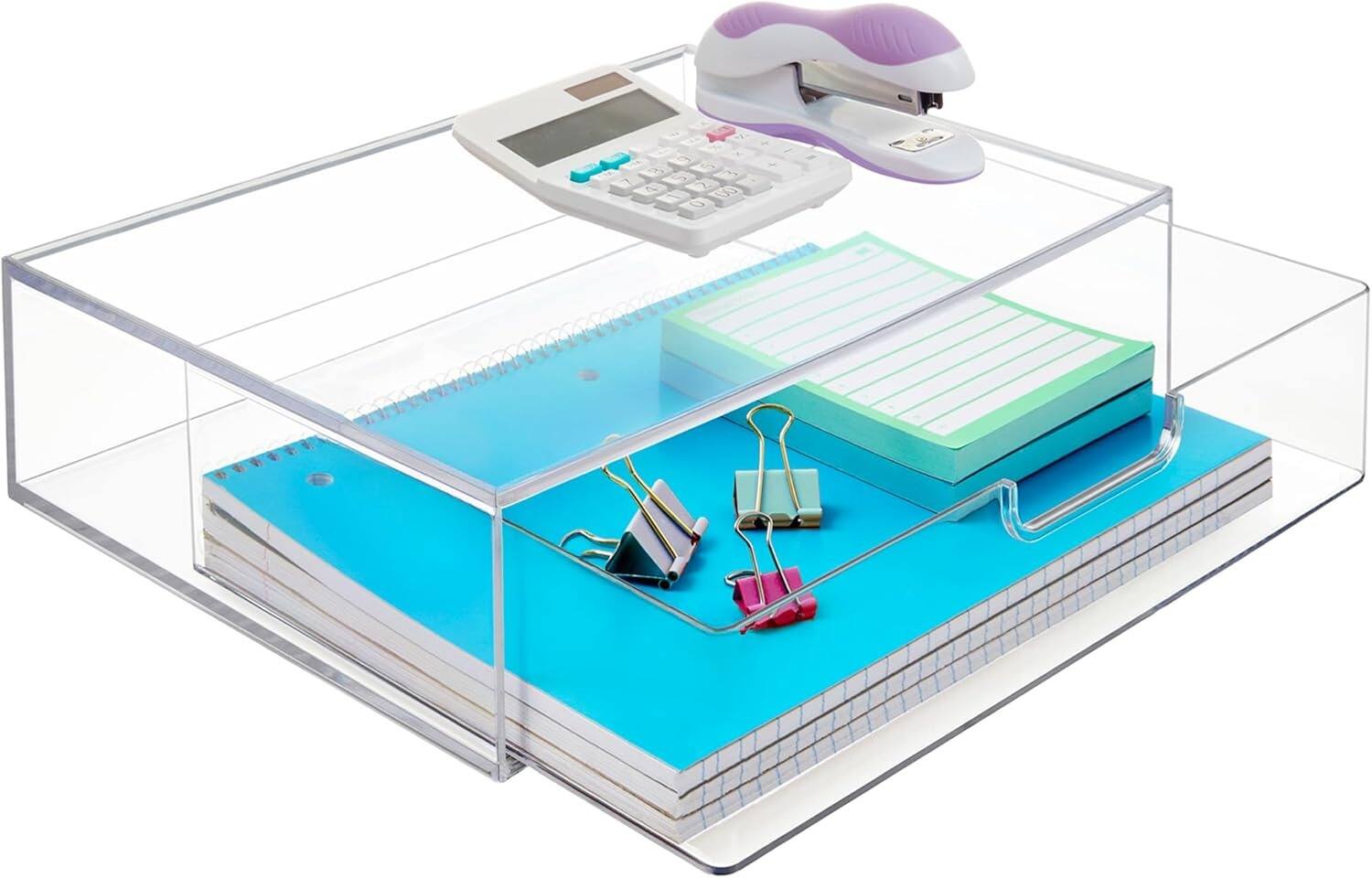Front. RTMB - STAX 12.5" Clear Plastic Stackable Drawer Organizer – Made in USA.