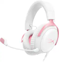 HyperX - Cloud III Wired Gaming Headset for PC, PS5, PS4, Xbox Series X|S, Xbox One, Nintendo Switch, and Mobile - White/Pink - Front_Zoom