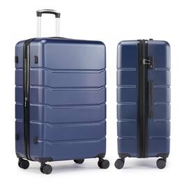 Vulpecula Spade - 24 Inch Expandable Hardside Carry On with Spinner Wheels & TSA Lock, ABS Hard Shell Lightweight Rolling Luggage - Blue-C