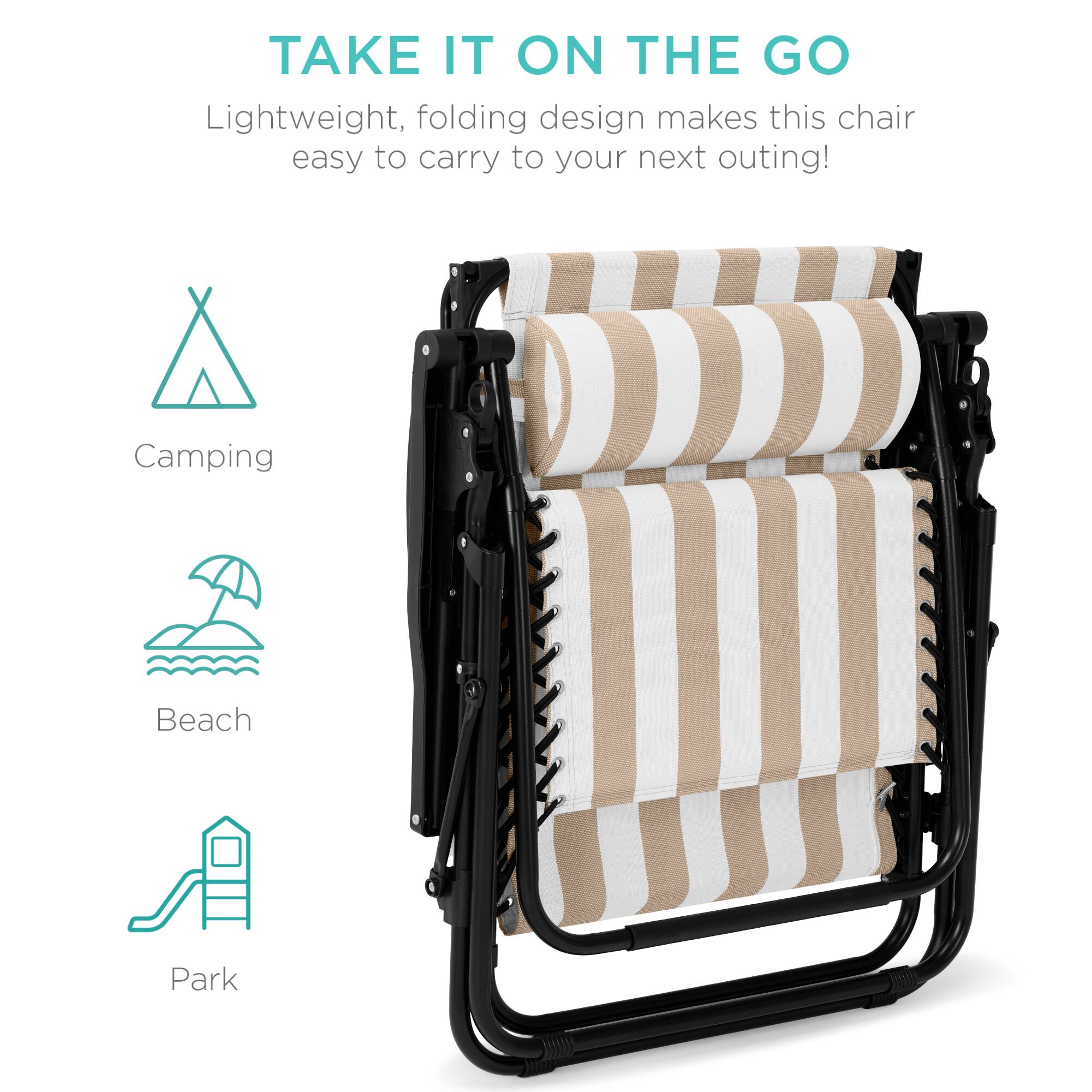 TAKE IT ON THE GO  
Lightweight, folding design makes this chair easy to carry to your next outing!  
Camping  
Beach  
Park