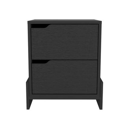 Front. Treevol Furniture - Nightstand Brookland, Bedroom, Black - Black.