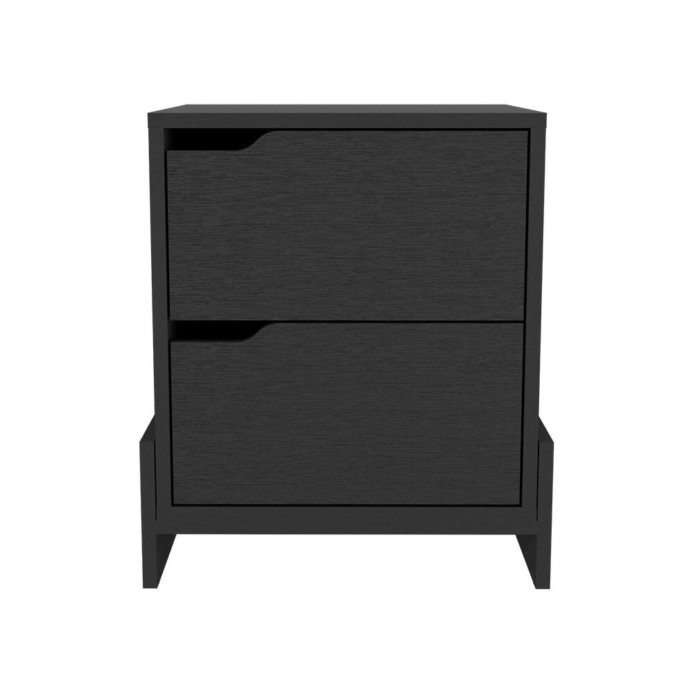 Front. Treevol Furniture - Nightstand Brookland, Bedroom, Black - Black.
