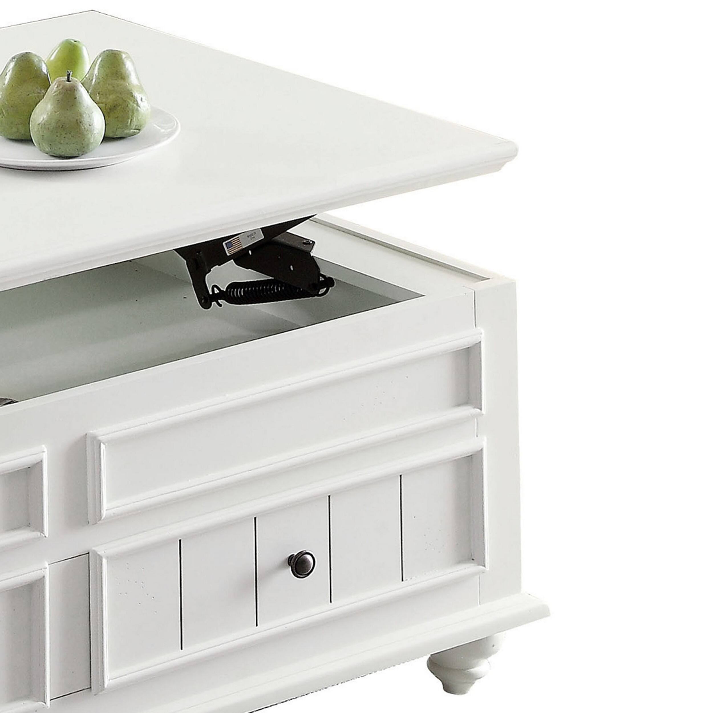 Alt View 2. Manhattan Lane - 48 Inch Coffee Table, Lift Top Function, 2 Drawers - White, Black.