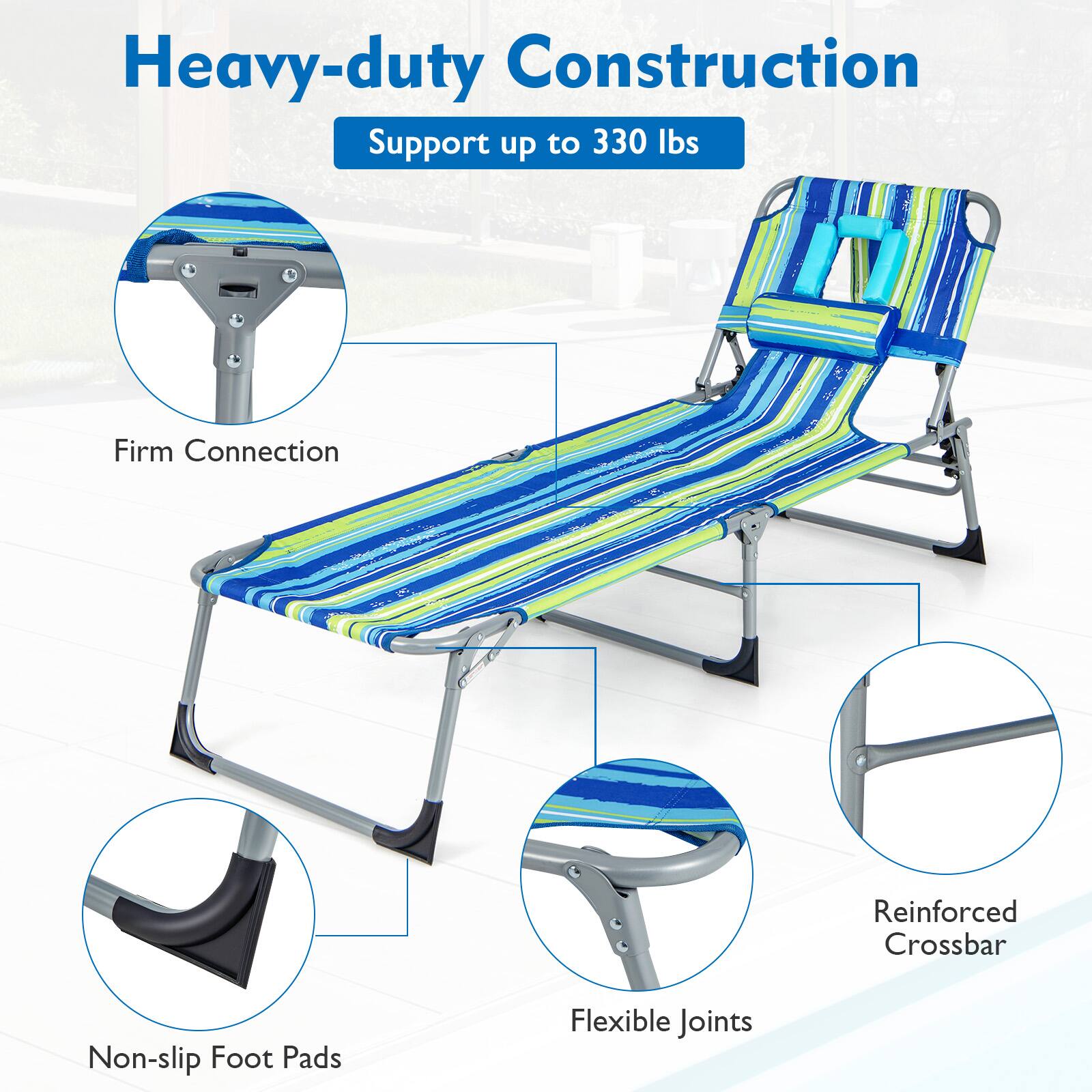 Heavy-duty Construction, Support up to 330 lbs, Firm Connection, Reinforced Crossbar, Non-slip Foot Pads, Flexible Joints