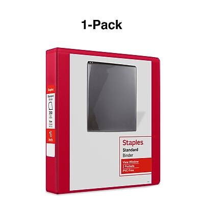 1-Pack Staples Standard Binder View Window 2 Pockets PVC Free