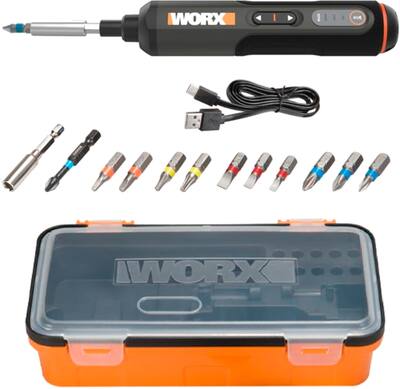WORKPRO 4V Cordless Electric Screwdriver Set – Rechargeable, LED Light, 8-Piece