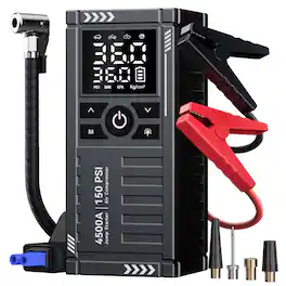 JETRANSPORT - Car Jump Starter With Air Compressor - 4500a 150psi Portable Starters (all Gas/12l Diesel) Tire Inflator 12 - Default