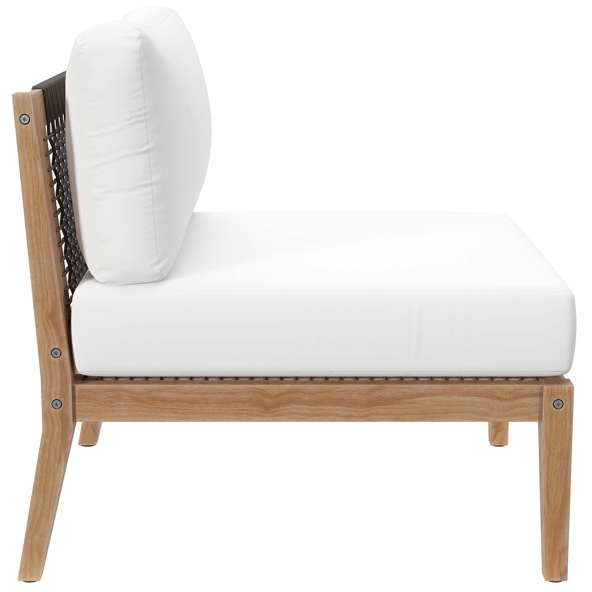 Alt View 4. Modway - Clearwater 6-Piece Outdoor Patio Teak Wood Sectional Sofa by Modway - Gray White.