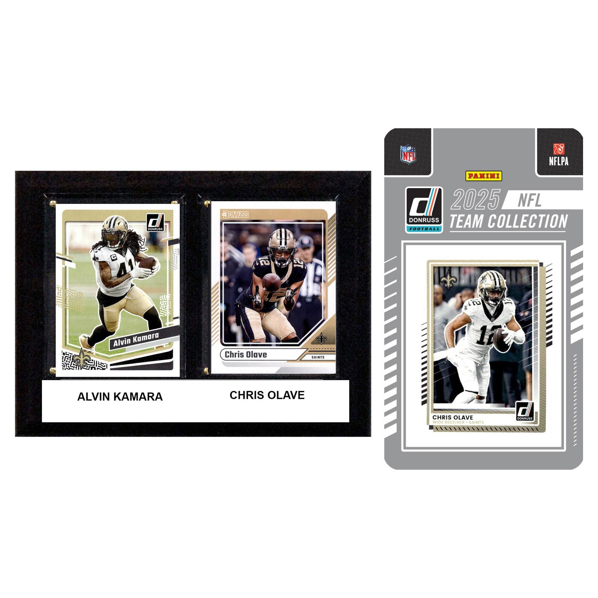 New Orleans Saints 6" x 8" Player Plaque & 2025 Team Trading Card Set