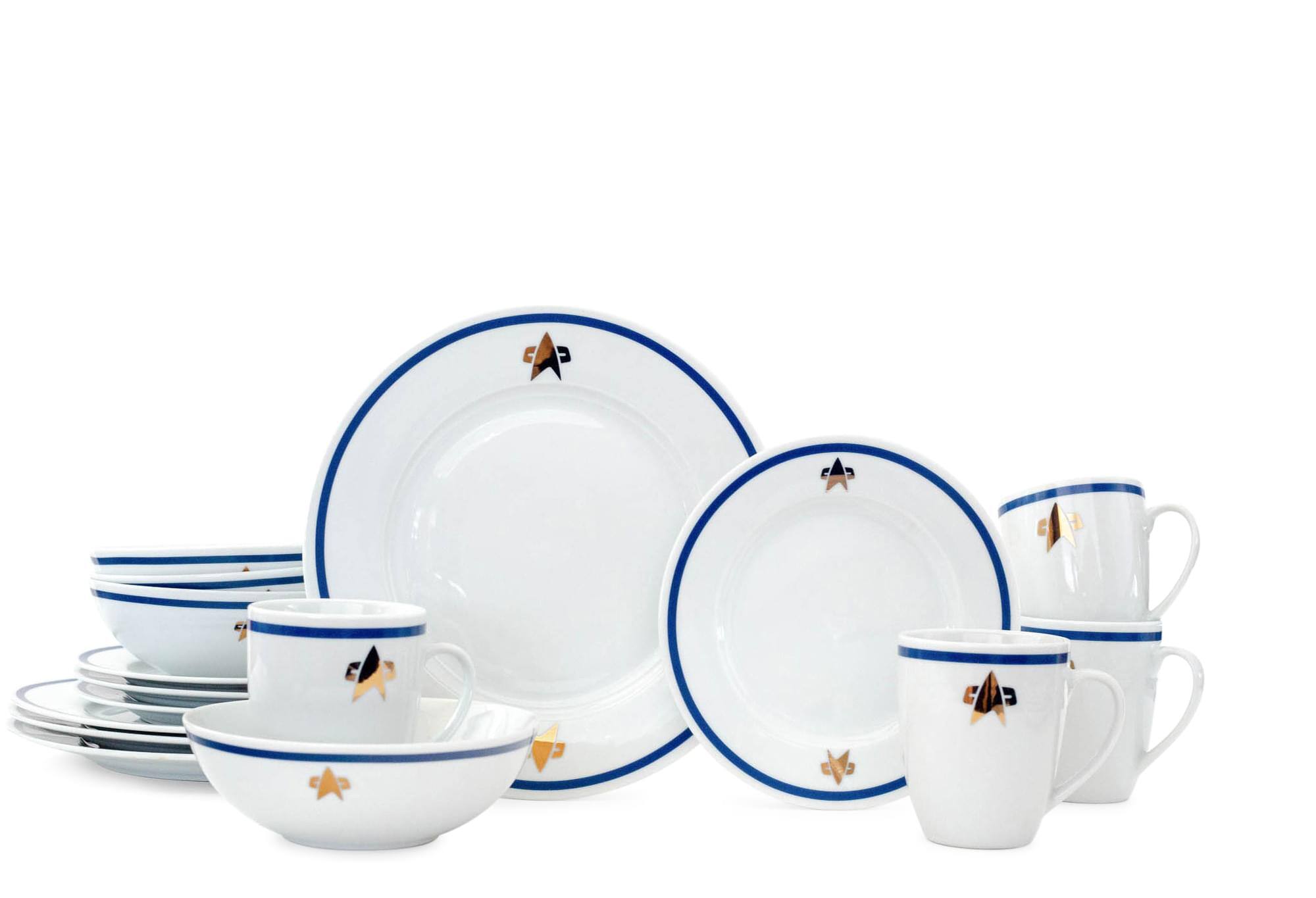 Front. Ukonic - Star Trek: The Next Generation Dinnerware Sets | 16-Piece Ceramic Dinner Set - White.
