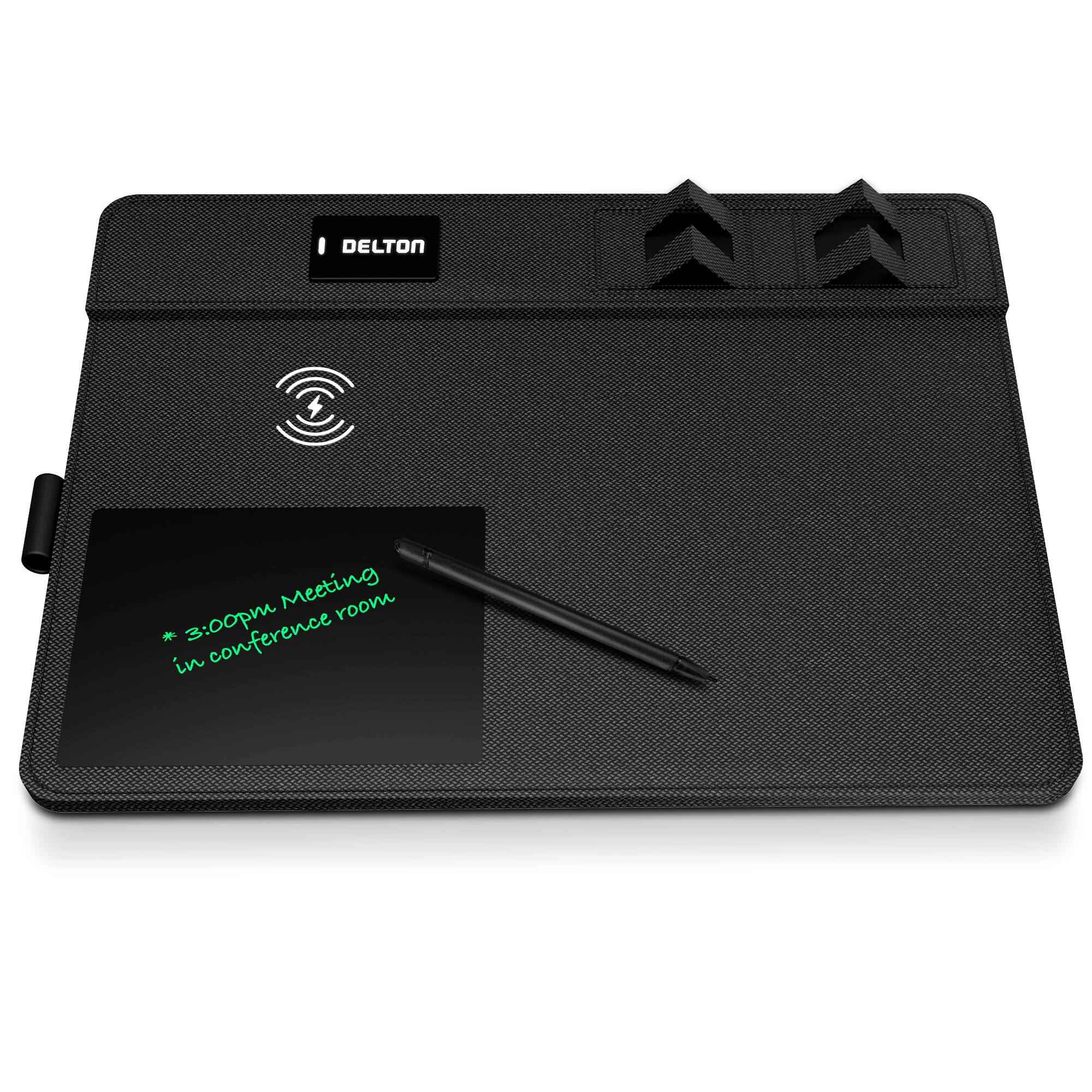 Delton - D101 Wireless Charging Mouse Pad with Foldable Phone Stand & Writing Pad (DMP101WC) - Wireless - Black