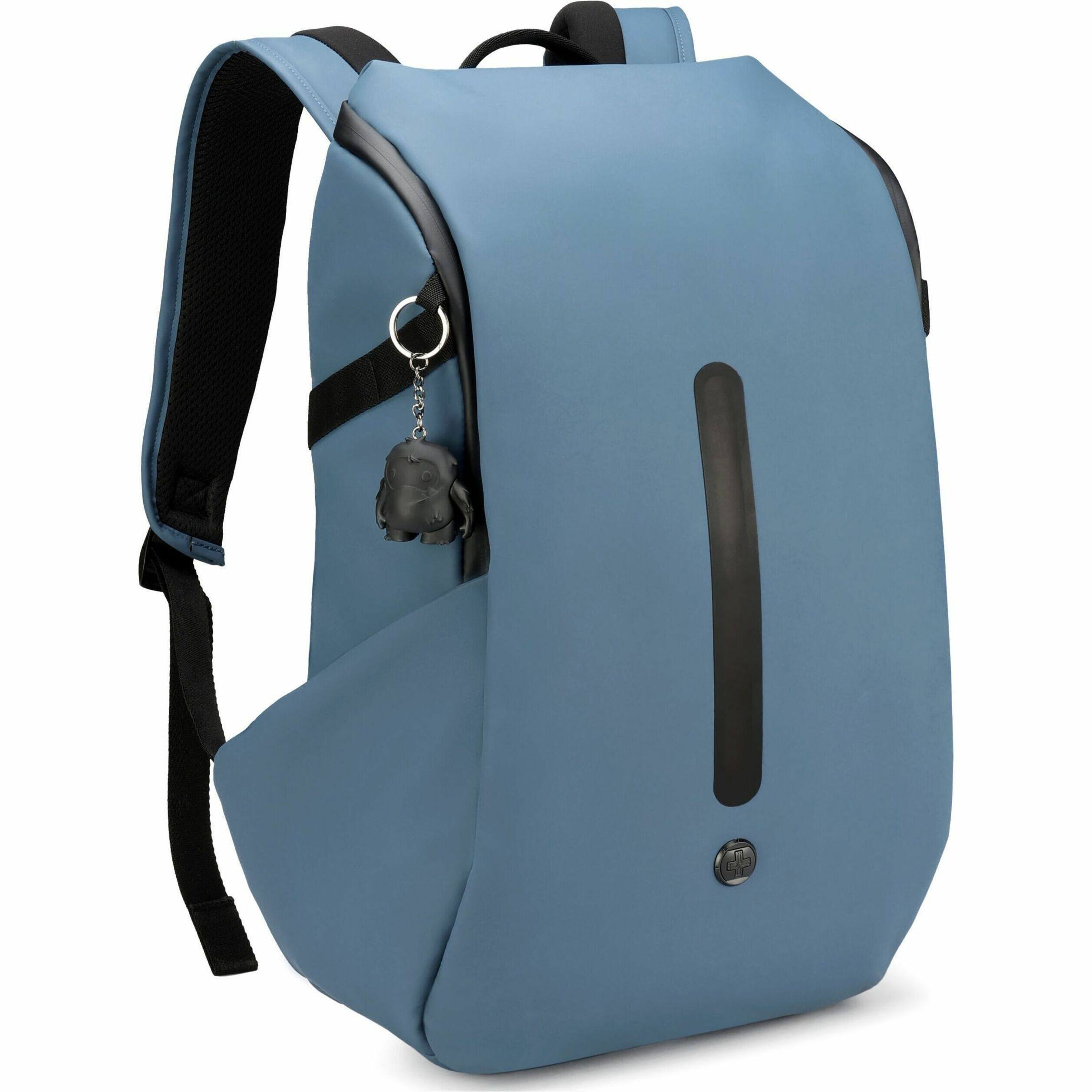 Front. Swissdigital Design - LAMONE L LED TSA-Friendly Water-Resistant Backpack With USB Charging Port RFID Protection and Fits Up to 16″ Laptop - Dark Blue.