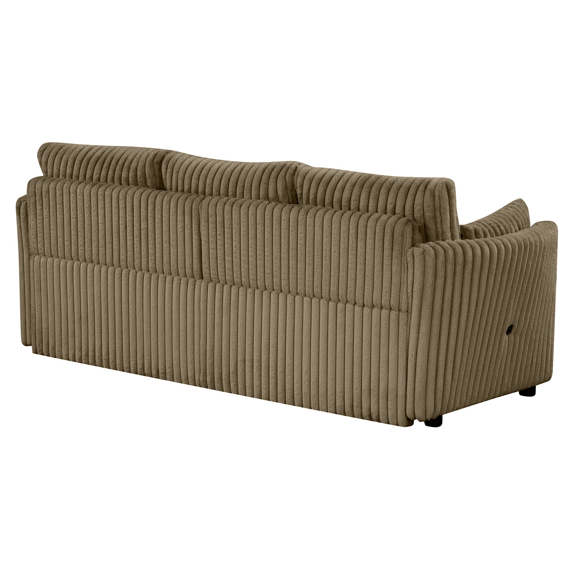 Alt View 5. Vaczon - Modern 3-Seater Sofa with USB Ports, Comfortable Sleeper Couch Includes 2 Pillows for Living Room Apartment - Dark khaki.