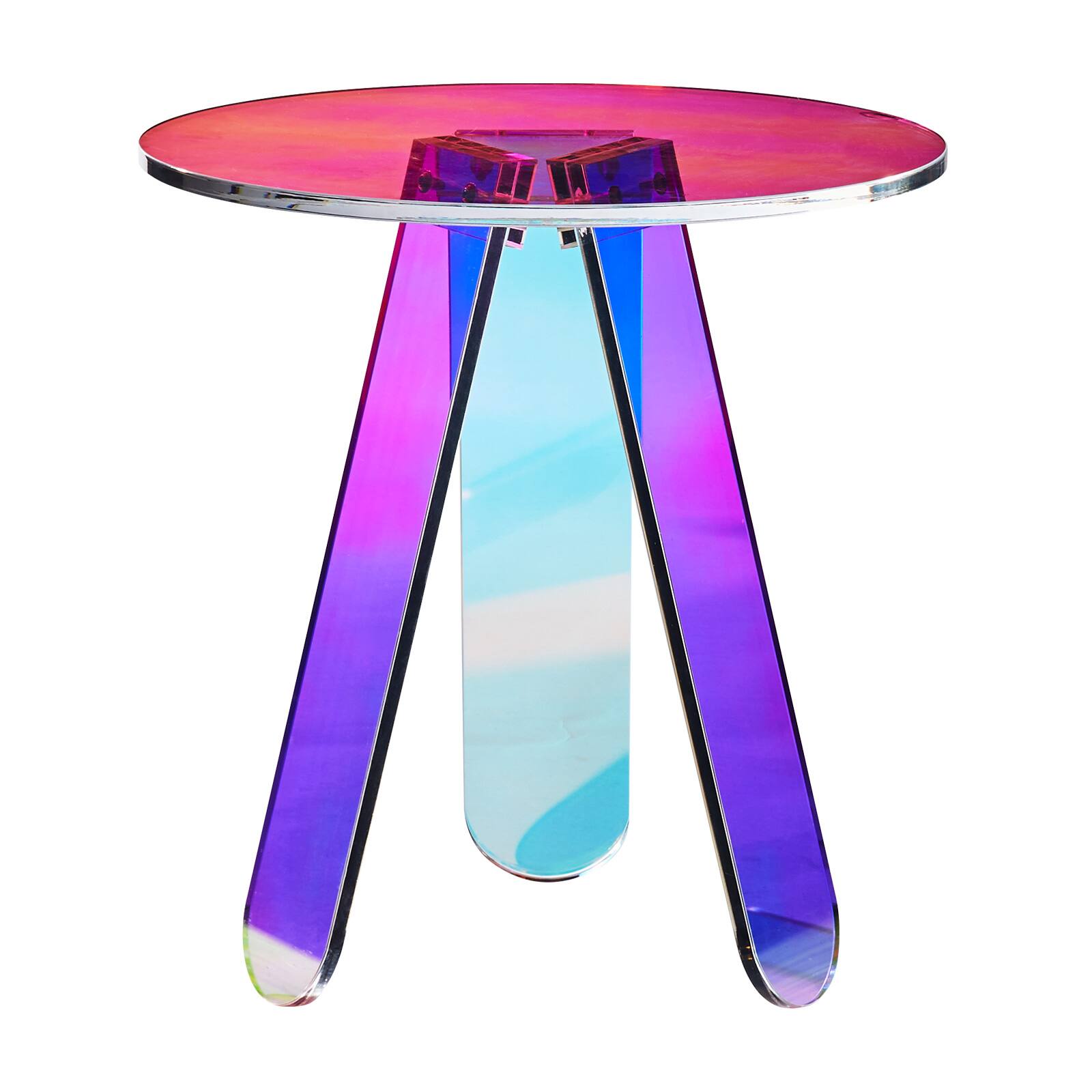 Alt View 4. VEVOR - VEVOR Round Iridescent Side Table, Acrylic End Table, Clear Rainbow Acrylic Coffee Table for  Snack used in Living Room - Dazzling colors.