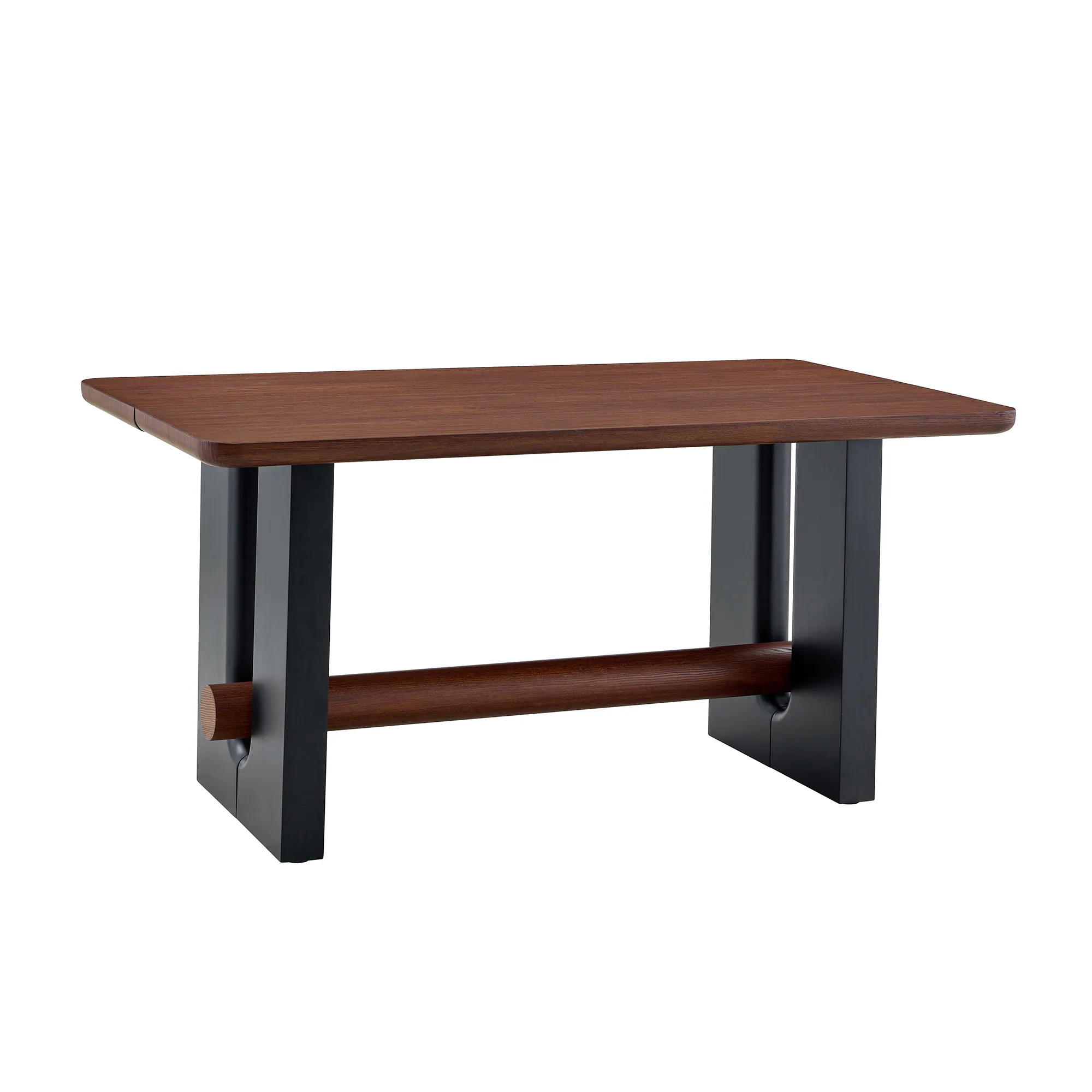 Alt View 5. Loheer - Loheer- 5.25x2.96x2.52 ft Walnut Black Dining Table Modern Two Tone Kitchen Table Sturdy MDF Furniture - Walnut+black.