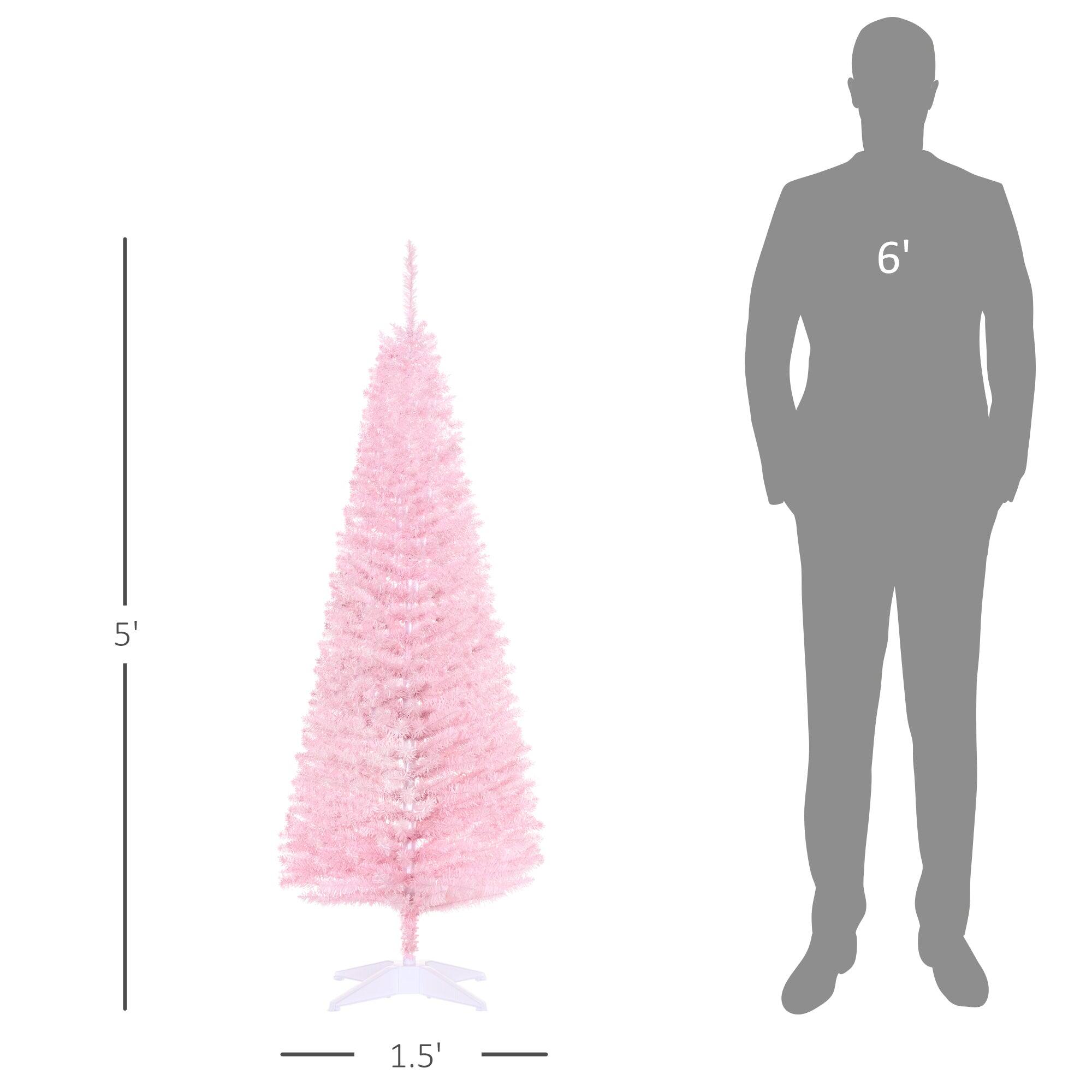 Left. BreeBe - 5 ft Artificial Pencil Christmas Tree - Pink.