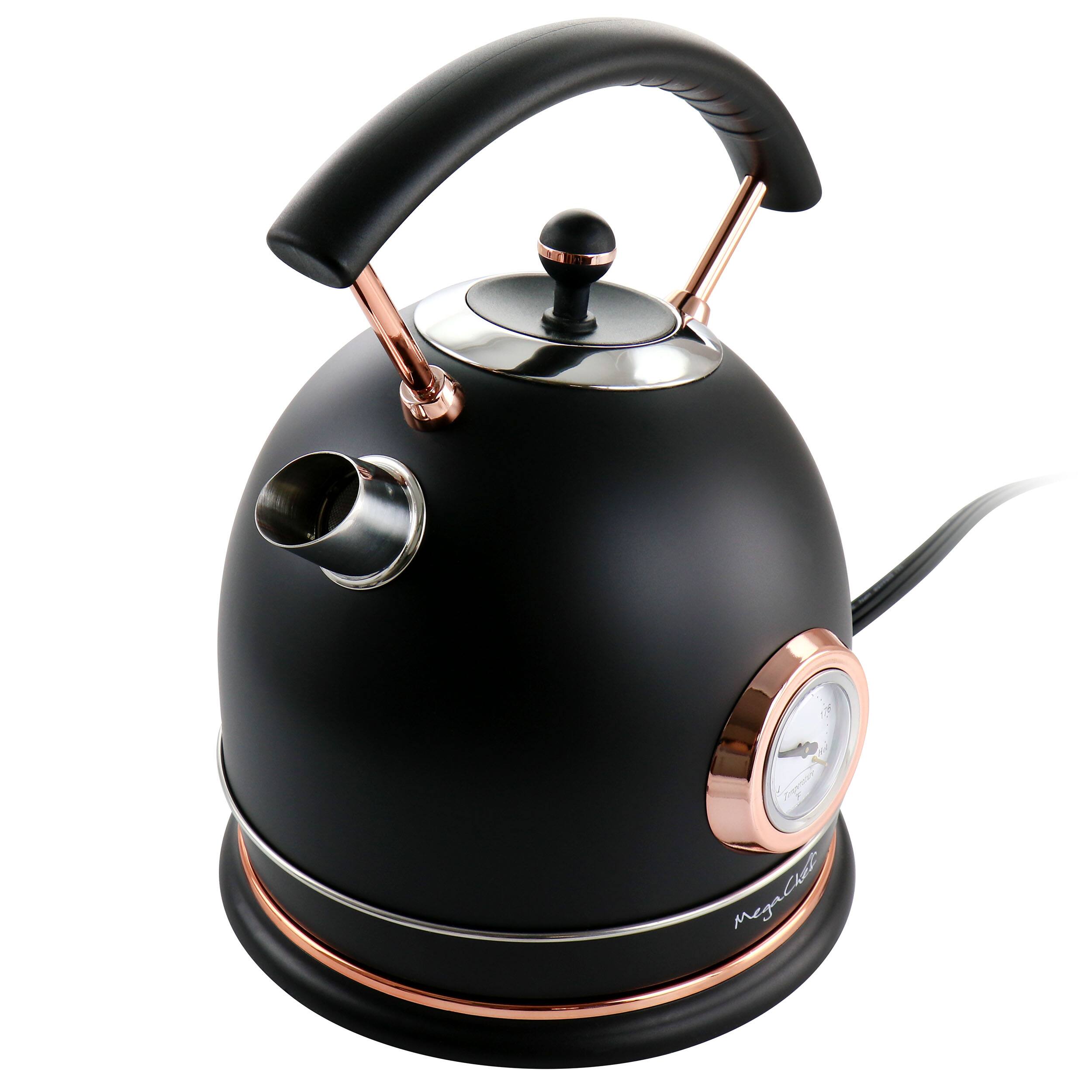 Alt View 3. MegaChef - MegaChef 1.9 Quart Half Circle Electric Tea Kettle with Thermostat in Matte Black - Black.