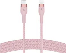 Front. Belkin - BoostCharge Pro Flex Braided USB-C to Lightning Cable (2M/6.6ft) - Pink.