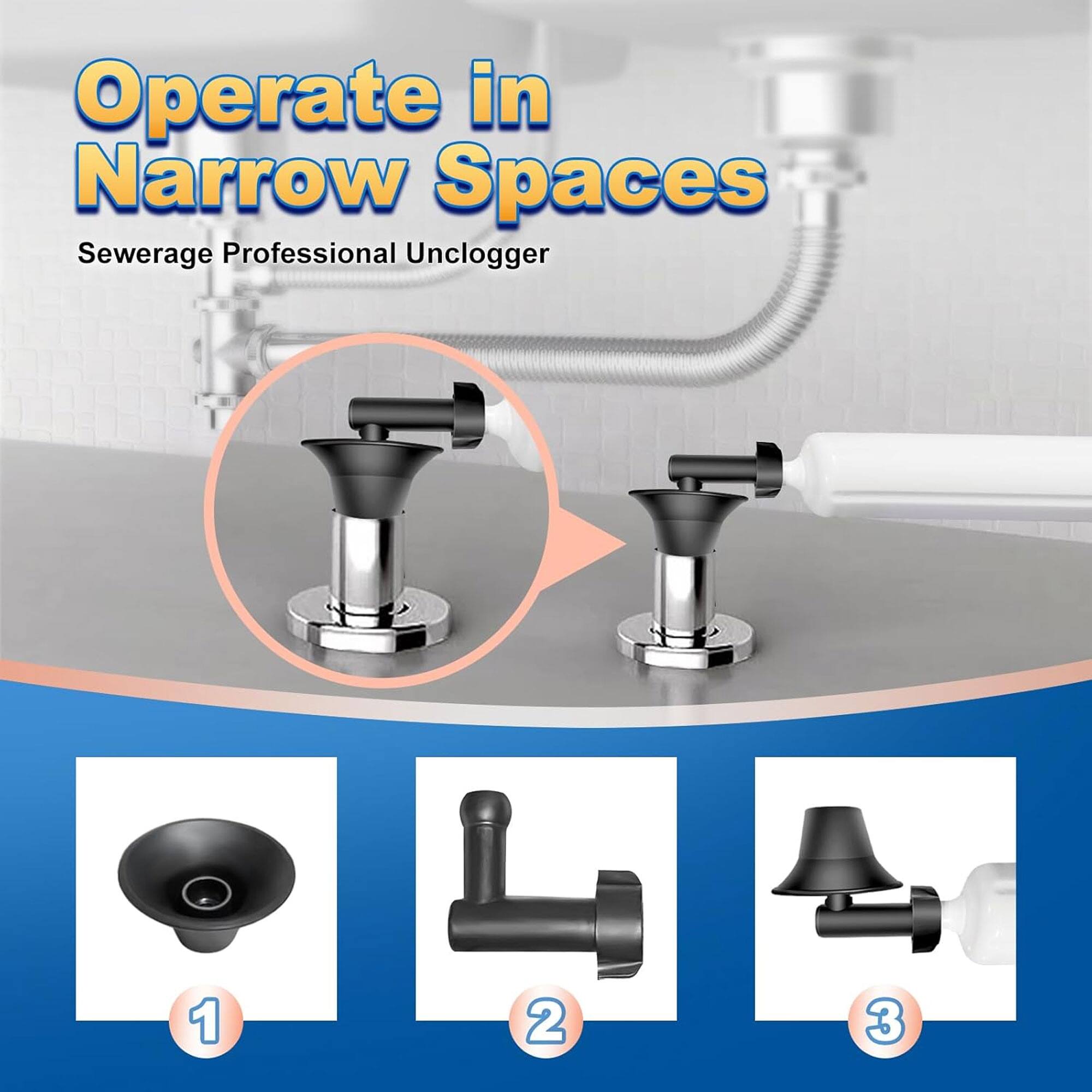 Operate in Narrow Spaces  
Sewerage Professional Unclogger  

1  
2  
3