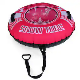 Costway - 42" Inflatable Snow Tube with Detachable Tow Strap, Thickened Bottom, 3-in-1 Valve - Pink