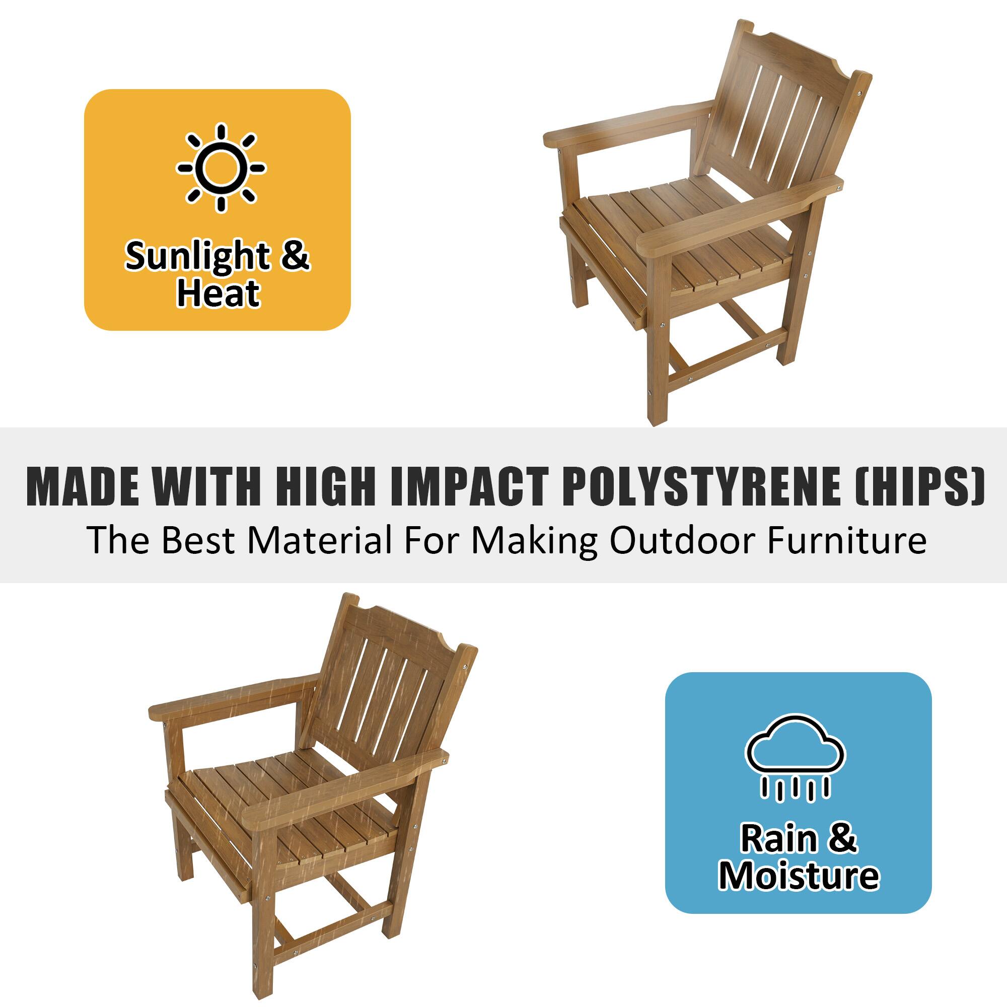 Fortune Candy HIPS Poly Lumber Patio Dining Chair Set of 2, All Weather ...