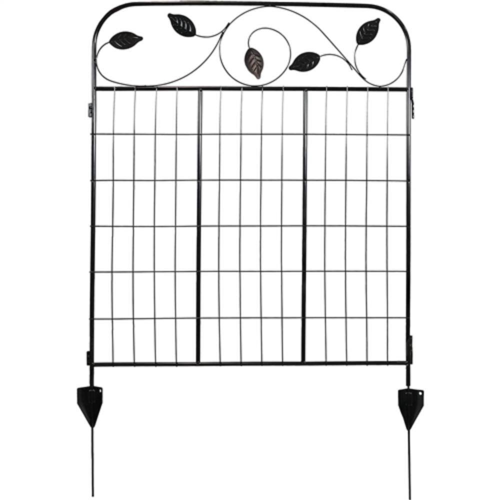 Left. Hivvago - 4 Pack Steel Foldable Garden Fence Floral Staked Trellis Panel Animal Barrier - Black.