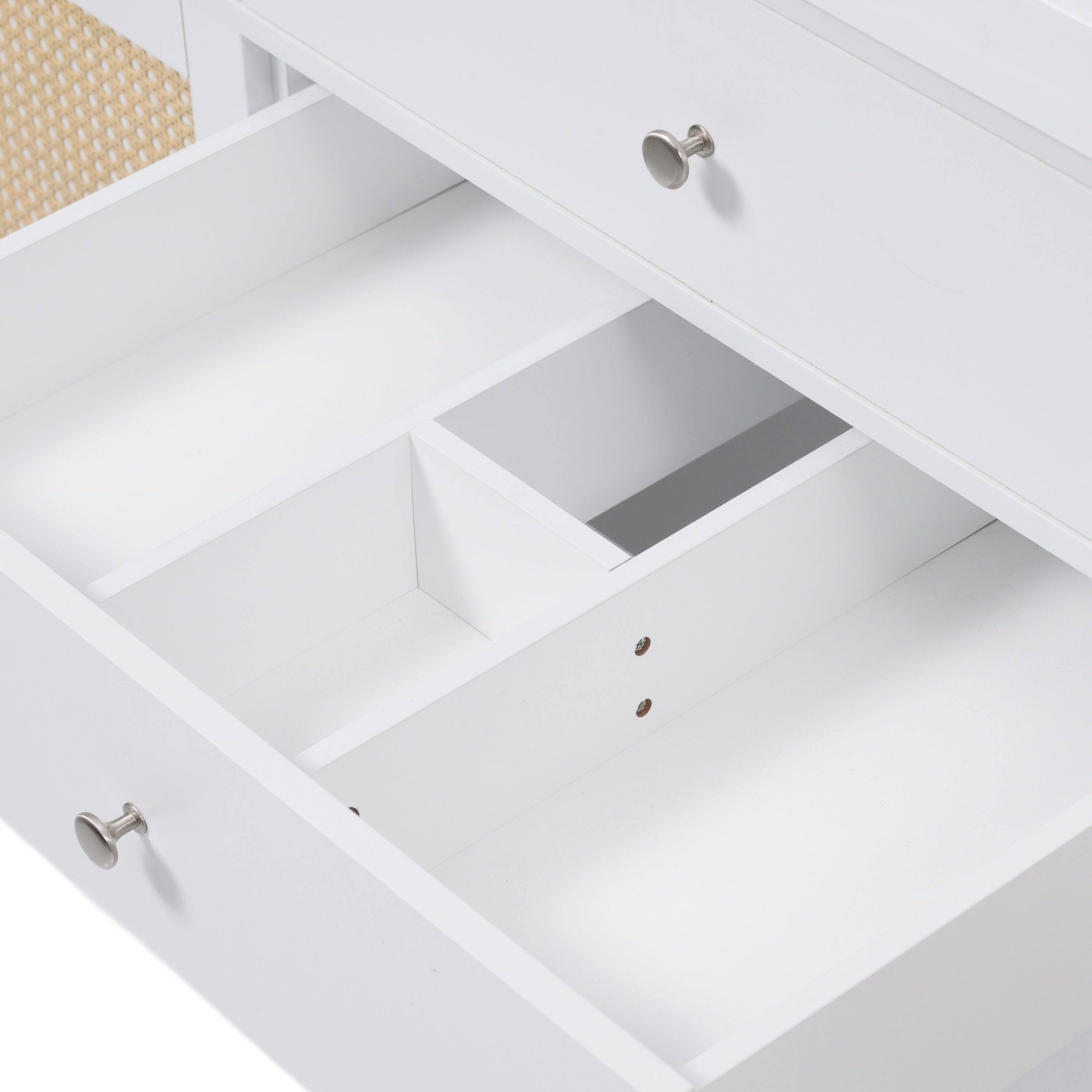 Alt View 10. Boyel Living - 60 Inch Bathroom Vanity with SMC Sink Large Storage Cabinet Soft Close Drawers Rattan Doors Silver Knobs White - White.