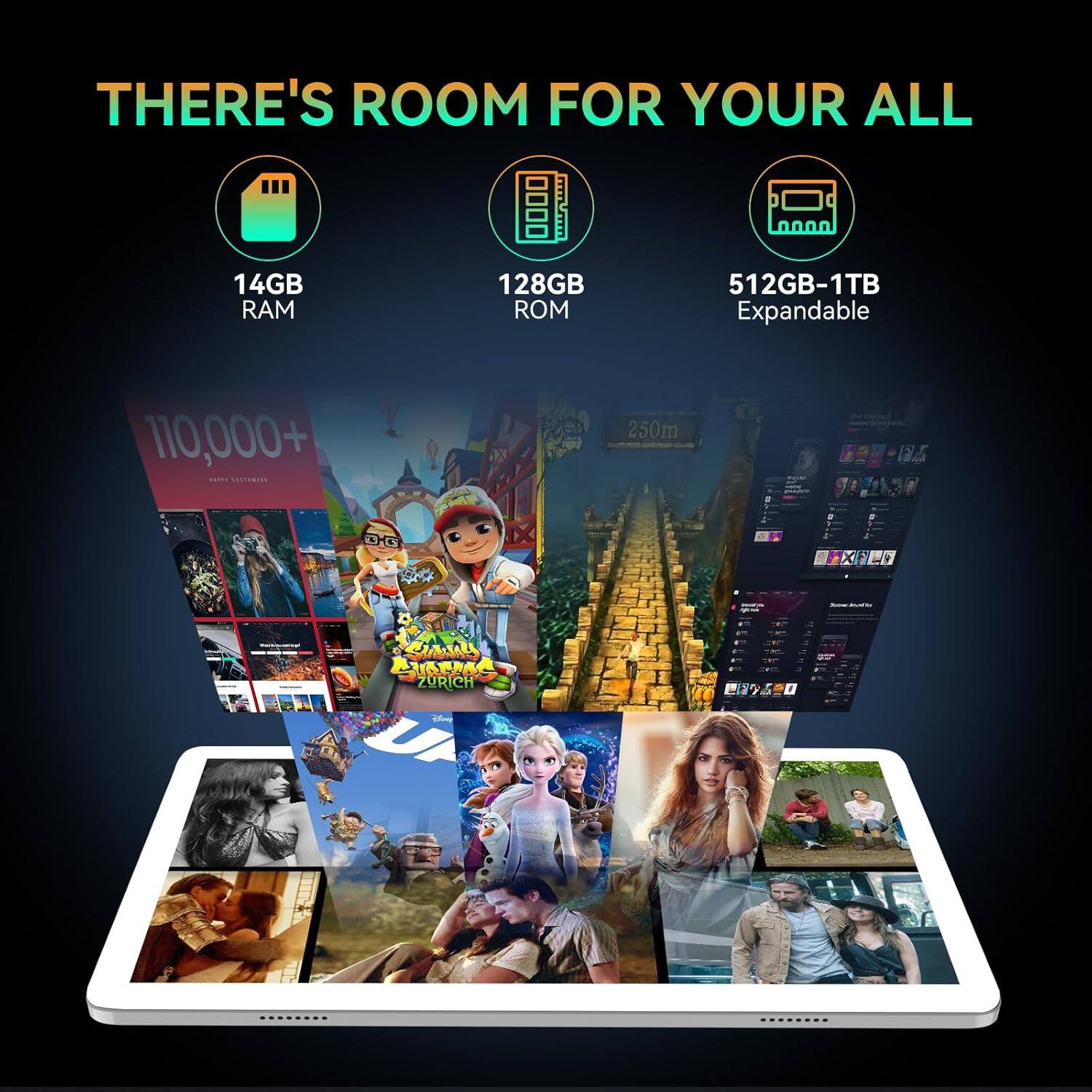 THERE'S ROOM FOR YOUR ALL 14GB RAM 128GB ROM 512GB-1TB Expandable 110,000+