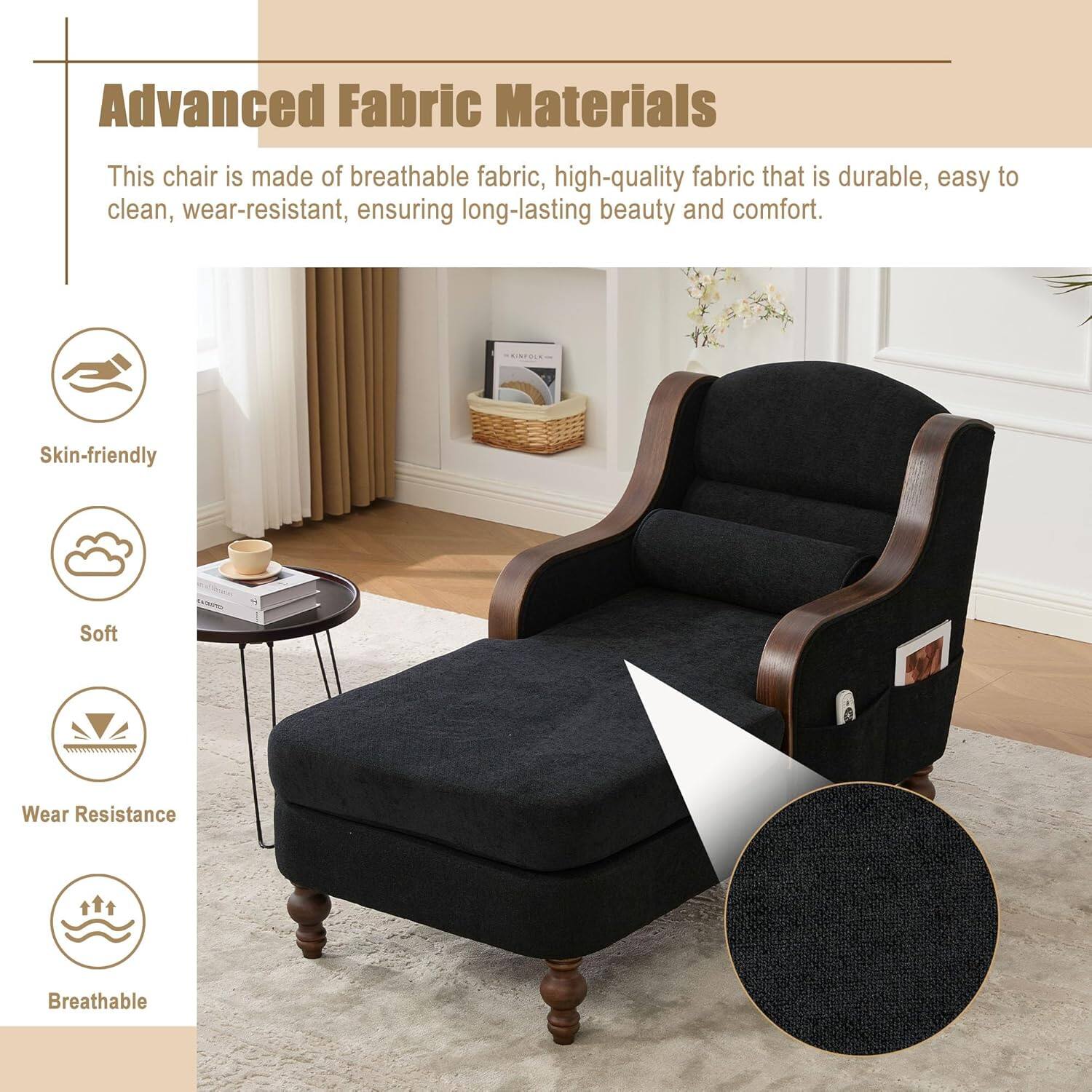 Advanced Fabric Materials

This chair is made of breathable fabric, high-quality fabric that is durable, easy to clean, wear-resistant, ensuring long-lasting beauty and comfort.

- Skin-friendly
- Soft
- Wear Resistance
- Breathable