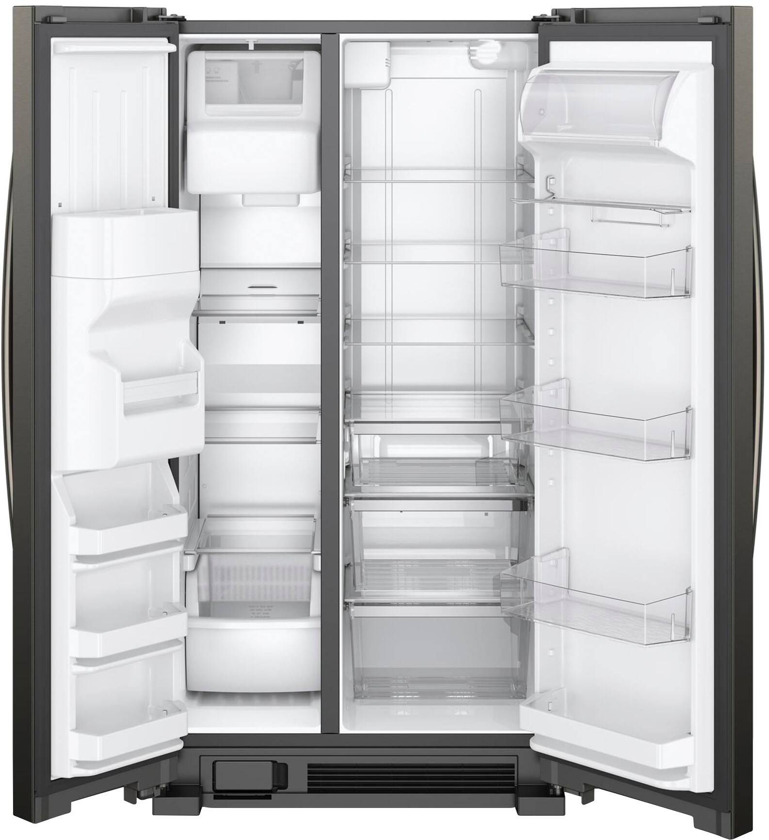 Angle. Whirlpool - 24.5 Cu. Ft. Side-by-Side Refrigerator - Black Stainless Steel with Printshield Finish.