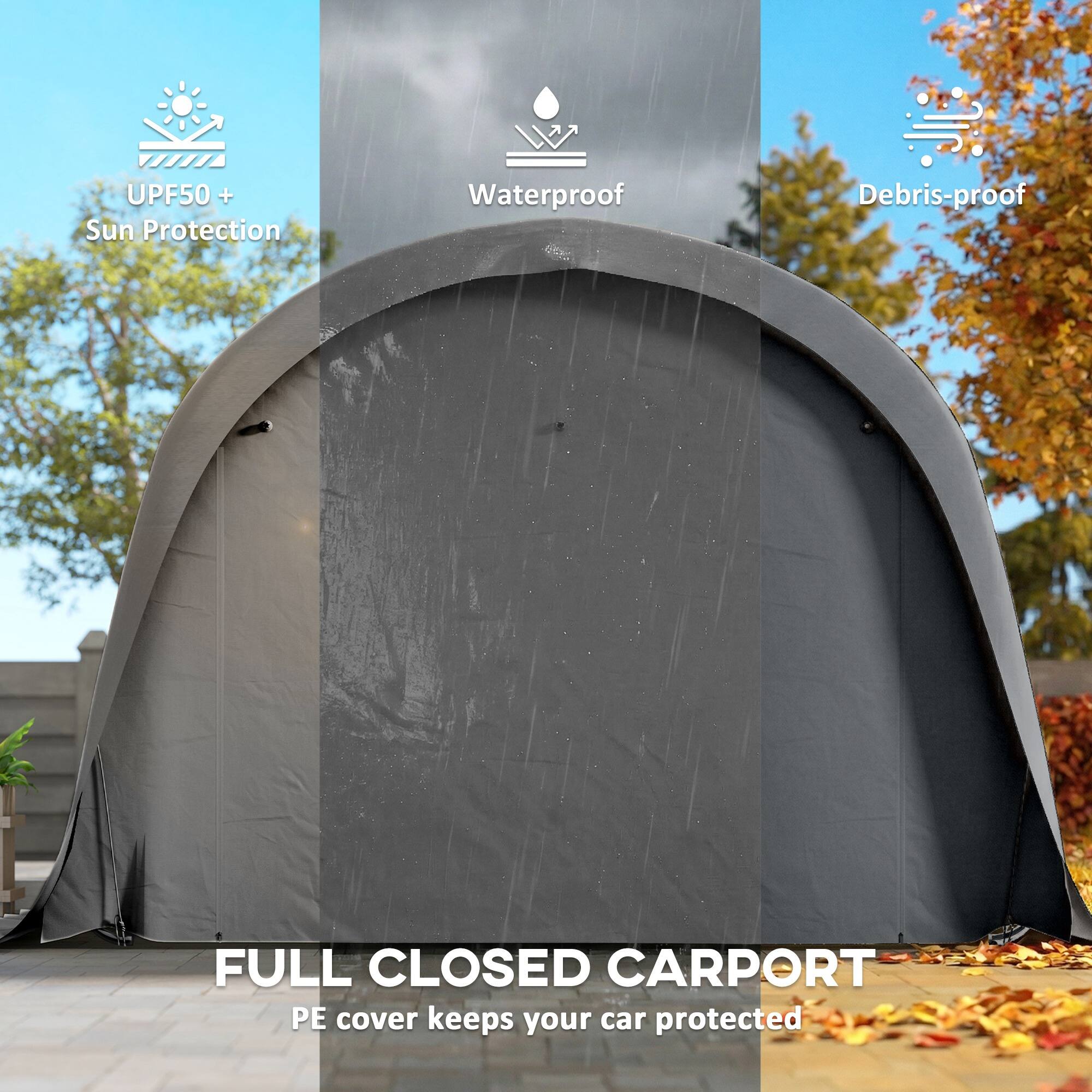 7 UPF50+ Sun Protection Waterproof Debris-proof FULL CLOSED CARPORT PE cover keeps your car protected