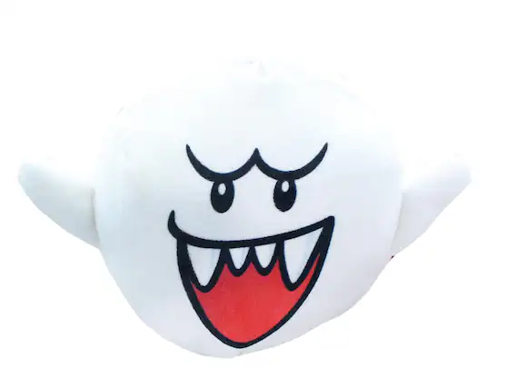Front. Basic Fun - Super Mario Bros 8 Inch Villains Plush | Boo - White.