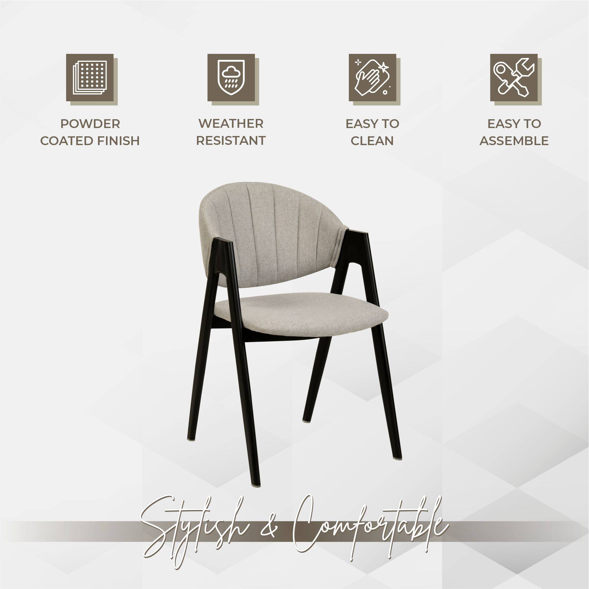 POWDER COATED FINISH  
WEATHER RESISTANT  
EASY TO CLEAN  
EASY TO ASSEMBLE  

Stylish & Comfortable