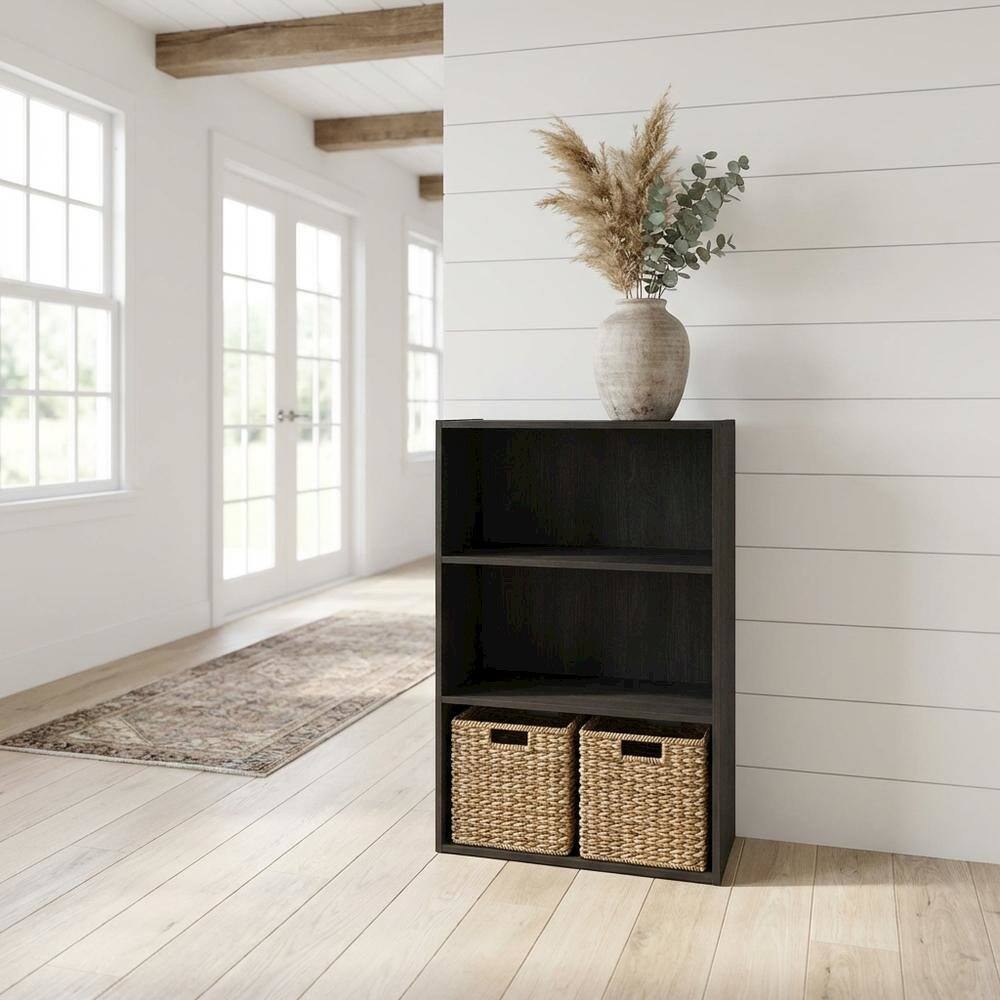 Angle. FurniFact - Engineered Wood bookcase with sleek design for versatile storage - Americano.