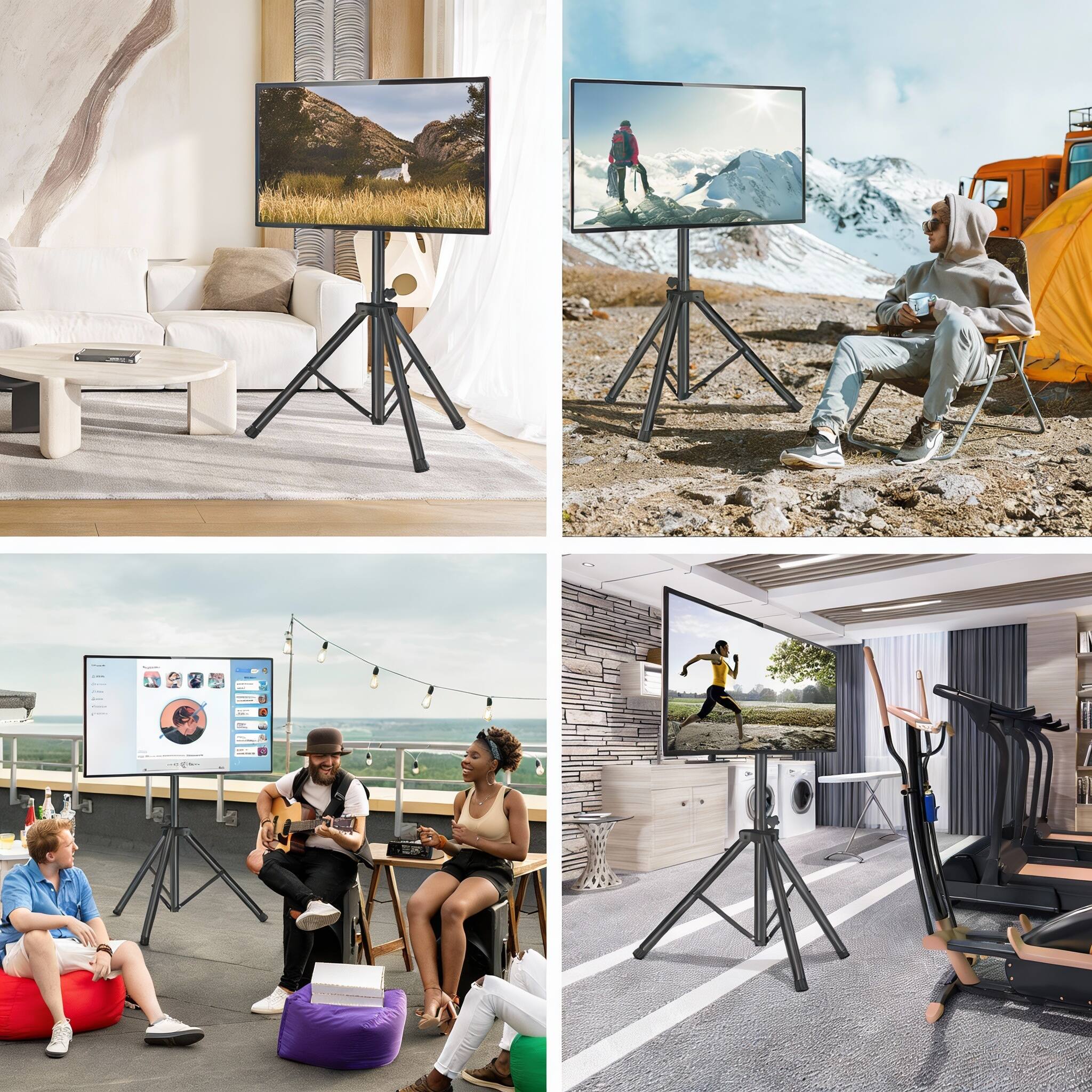 Alt View 2. Frangdom - 23-75" Tripod TV Stand 100 lbs ±15° Tilt 51-75" Height VESA 600x400 - 23-75 inch TVs.