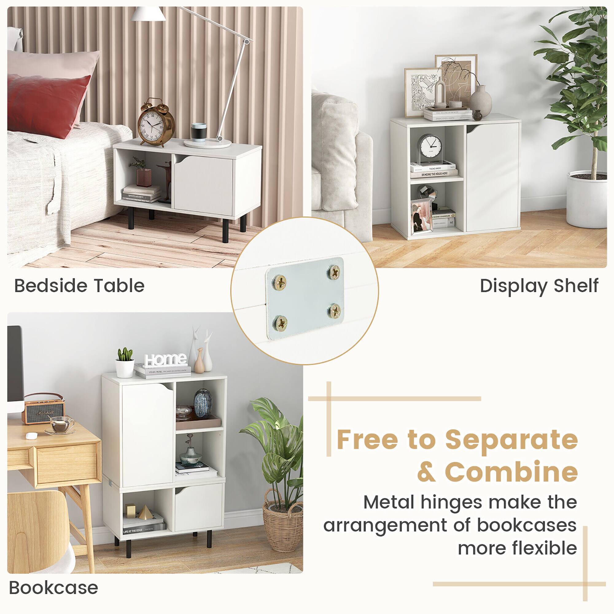 Bedside Table, Display Shelf, Bookcase, Free to Separate & Combine, Metal hinges make the arrangement of bookcases more flexible