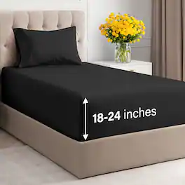 CGK Linens - Extra Deep Pocket 4 Piece Sheet Set - Soft Bed Sheets, Fits 18"-24" Mattresses - Twin XL - Black