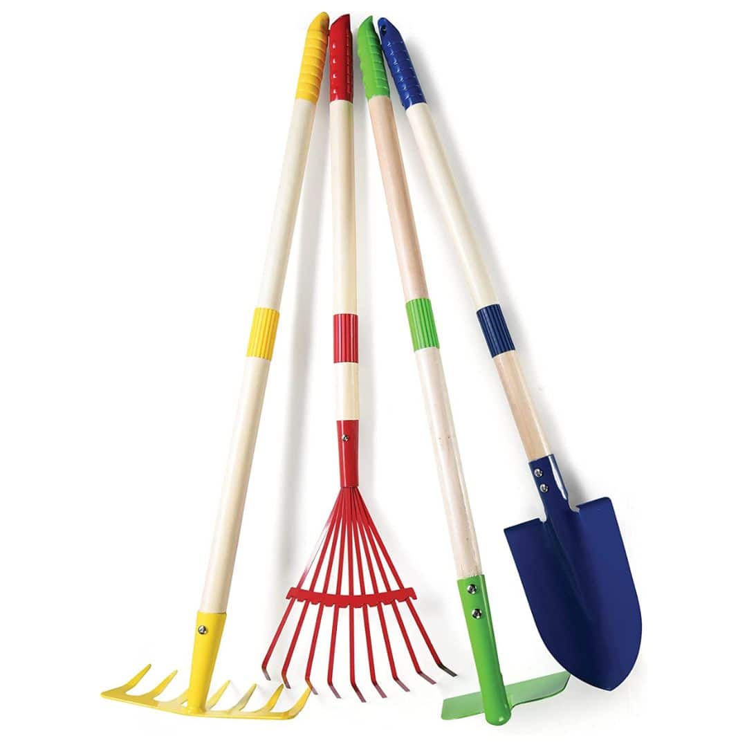 Play22 - Kids Garden Tool Set Toy 4-Piece - Includes Shovel, Rake, Hoe, Leaf Rake Wooden Gardening Tools price history on PriceWatchPro
