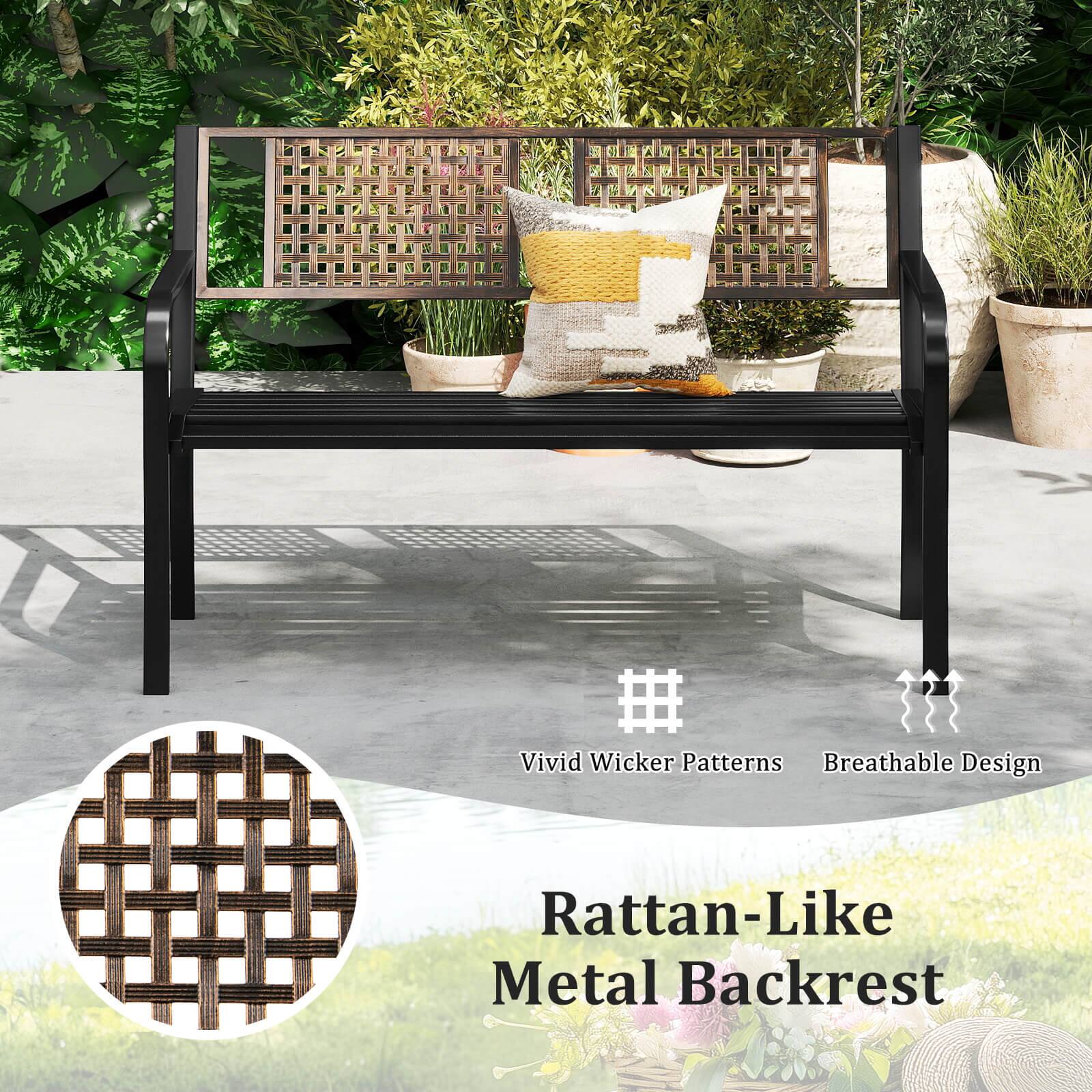 Vivid Wicker Patterns  
Breathable Design  
Rattan-Like Metal Backrest