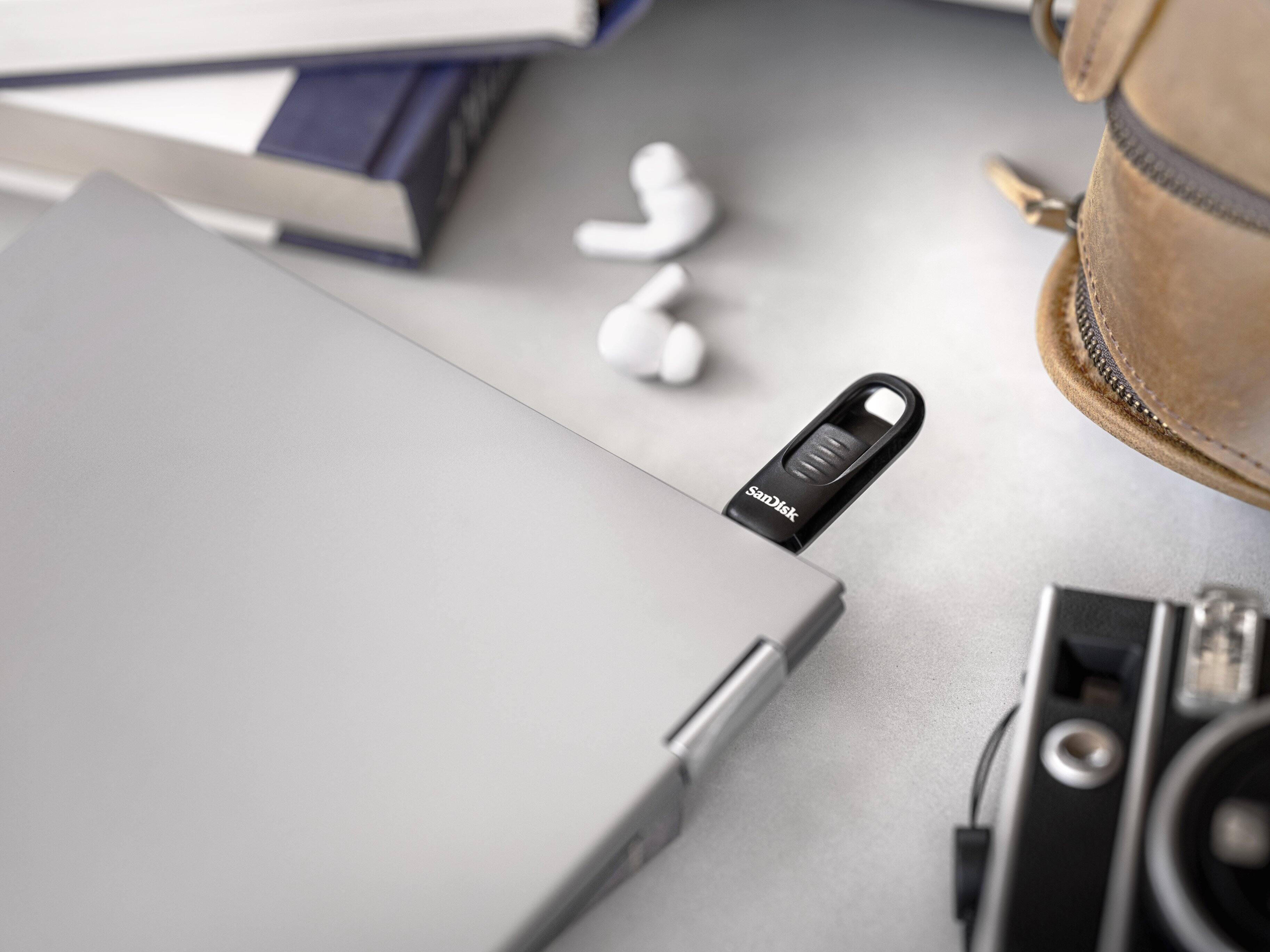 Alt View 12. SanDisk - Ultra Slider 128GB  USB Type-C Flash Drive, USB 3.2 Gen 1 Performance with a Retractable Connector - Black.