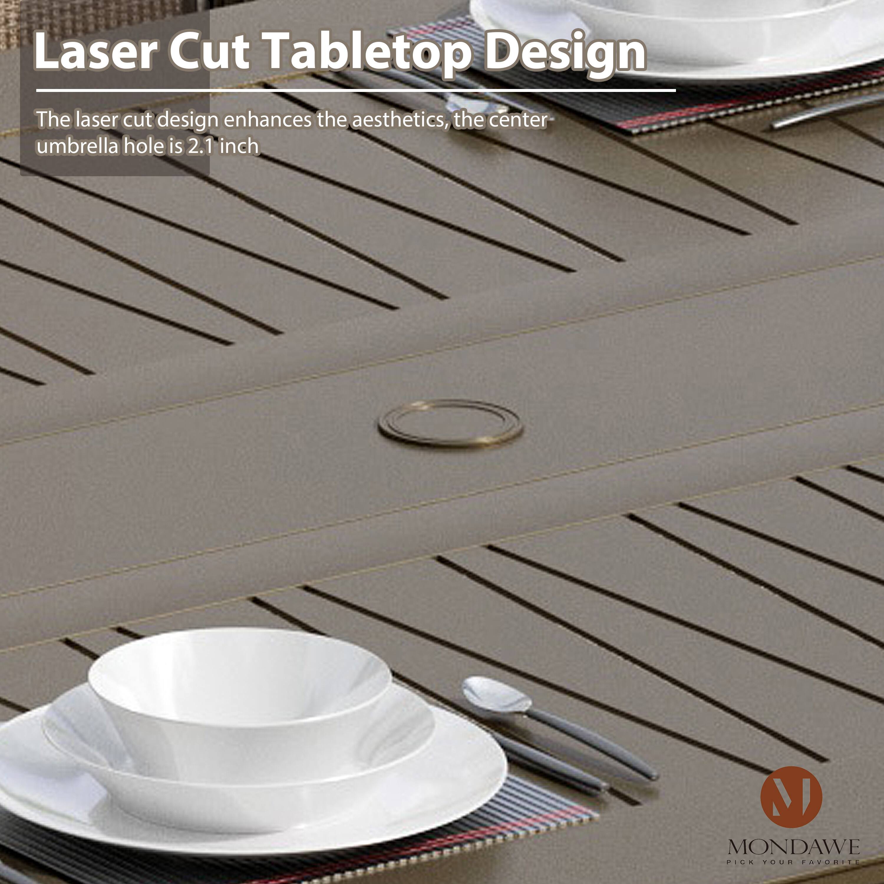 Laser Cut Tabletop Design

The laser cut design enhances the aesthetics, the center umbrella hole is 2.1 inch

MONDAWE
PICK YOUR FAVORITE