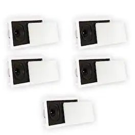 Theater Solutions by Goldwood - TSLCR5 Flush Mount Speakers Dual Woofer in Wall 5 Pack - Paintable White