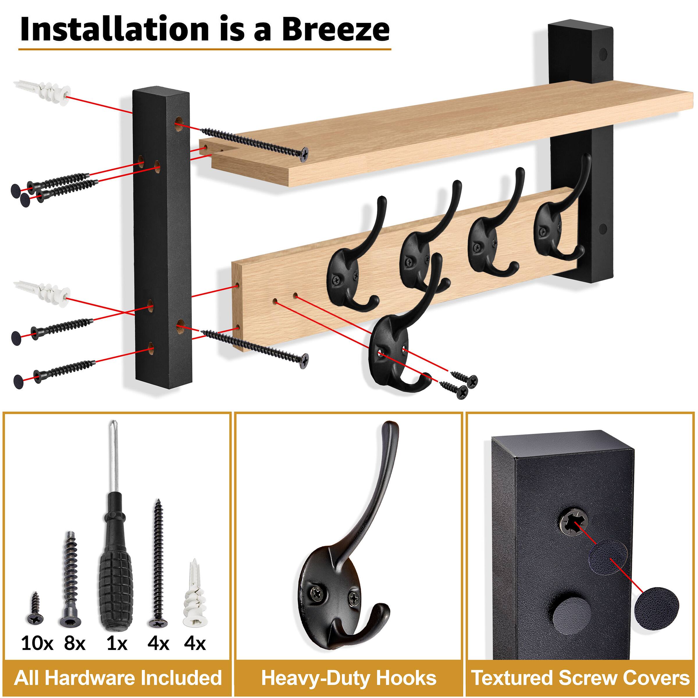Installation is a Breeze

All Hardware Included
10x 8x 1x 4x 4x

Heavy-Duty Hooks

Textured Screw Covers