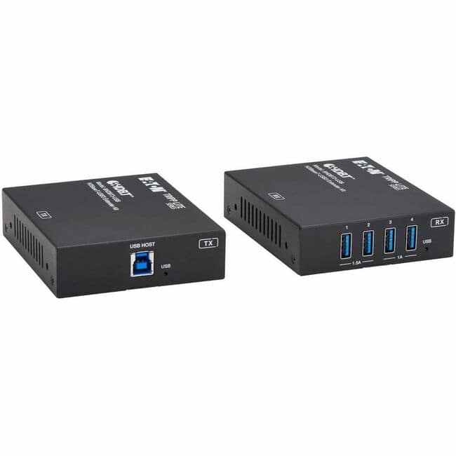 Eaton Tripp Lite Series HDBaseT-USB3 over Cat6a Extender Kit, 4 USB-A 3.2 Gen 1 Ports, PoC, RS-232, Up to 328 ft. (100 - Black