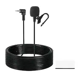 Unique Bargains - Car Stereo Microphone 2.5mm Elbow 3-Pole External Mic Replacement 9.8ft Cable for Car Radio GPS DVD - Black