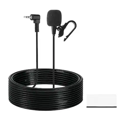 Front. Unique Bargains - Car Stereo Microphone 2.5mm Elbow 3-Pole External Mic Replacement 9.8ft Cable for Car Radio GPS DVD - Black.