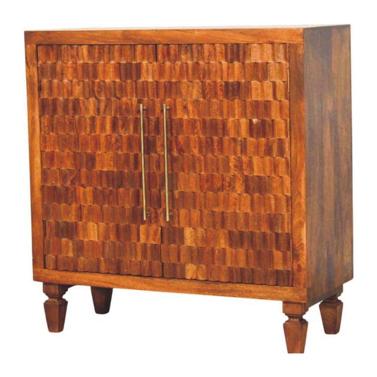Back. Artisan Furniture - Artisan Furniture Solid Wood Cadiz Carved Cabinet - Brown.