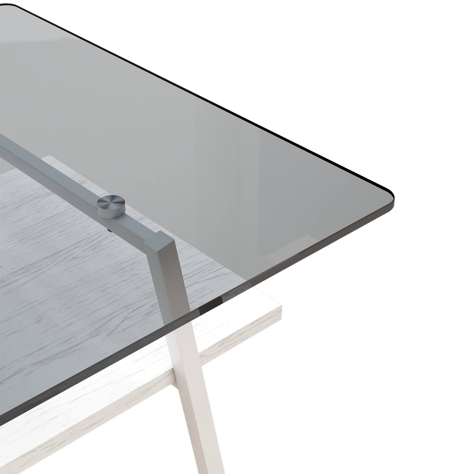 Alt View 9. Ecooso - Rectangle Coffee Table with Tempered Glass top and White Metal Legs, Modern Table for Living Room - Gray.